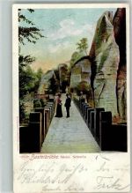 01847 O8351 Bastei 1901 Lithographie Basteibrücke