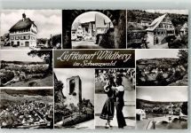 72218 W7277 Wildberg , Württ Foto AK Tracht Rathaus Fliegeraufnahme