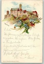 99510 O5321 Wartburg 1916 Gebrauchsspuren Burg Blumen Lithographie