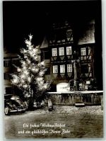 72622 W7440 Nürtingen Foto AK VW Käfer Weihnachtsbaum Winter Nacht