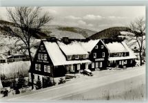 34508 W3542 Schwalefeld Foto AK Hotel Pension Berghaus Püttmann VW Käfer Winter
