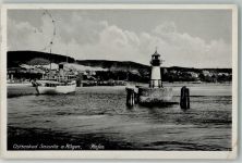 18546 O2355 Sassnitz 1941 Gebrauchsspuren Leuchtturm Dampfschiff Hafen