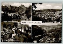 55743 W6580 Idar-Oberstein Foto AK Schloss mit Felsenkirche Klotzberg-Kaserne Stadtteil Idar Alte Achatschleife im Heimatmuseum Fotograf Rassmann
