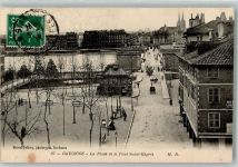 64100 Bayonne 1912 Gebrauchsspuren La Place et le Pont Saint-Esprit Briefmarke Bildseite