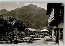 83457 W8232 Bayerisch Gmain Foto AK Cafe Pension Dreher am Hessing Terrasse Verlag Ernst Baumann