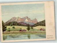 Zugspitze Künstlerkarte sign. Preiss, Fritz Zugspitzmassiv
