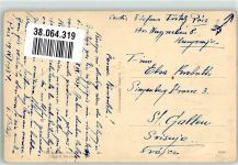 Pecs 1934 Foto AK Gasthaus Breifmarke Bildseite