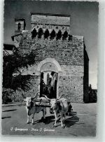 53037 San Gimignano Foto AK Denkmal Porta S. Giovanni Ochsenkarren