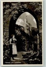 72805 W7414 Lichtenstein , Württ 1938 Foto AK Schloss Lichtenstein s´Bärbele vom Lichtenstein