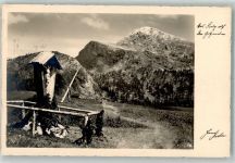Foto H. Huber Nr. 4152 Auf der Gotzenalm Flurkreuz / Marterl Foto AK