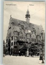 30159 W3000 Linden Foto AK Rathaus Litfaßsäule