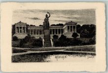W8000 München Bavaria Ruhmeshalle Radierung Künstlerkarte