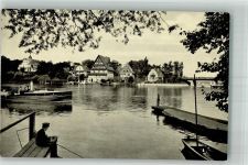 10115 W1000 Wannsee Foto AK Kleiner Wannsee Angeln Binnenschiff