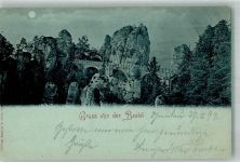 01847 O8351 Bastei 1899 Mondschein Basteibrücke Verlag Römmler & Jonas