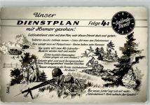 sign. Block Unser Dienstplan Gelände Dienst Folge 4 Friko Bildverlag D 4 Militär Karikatur Künstlerkarte