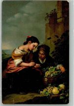 sign. Murillo Bartolome Esteban Die Geldzählerin 29981 Stengel + Co Künstlerkarte