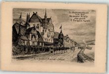 W6220 Assmannshausen Gasthaus Krone Radierung Künstlerkarte