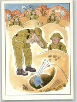 sign. Henniger Barbara Militärverlag d. DDR VEB Militär Karikatur Künstlerkarte