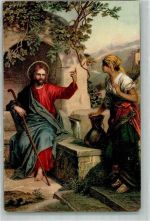 sign. Hofmann J.M. Heinrich Christus u. die Samaritrtin Stengel + Co Künstlerkarte