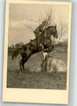 Soldat mit Pferd Hindernisreiten Privatfoto AK