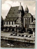 W6000 Frankfurt am Main Leonhardskirche VW Käfer Litfaßsäule Verlag Peter Nagel Kirche Foto AK