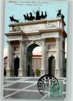 20100 Milano 1913 Foto AK Arco della Pace Briefmarke Bildseite