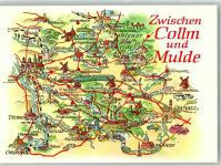 04779 O7261 Collm Künstlerkarte Zwischen Collm und Mulde Windmühle Eisenbahn Kirche