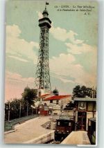 69000 Lyon Foto AK Bahnhof Bergbahn Aussichtsturm