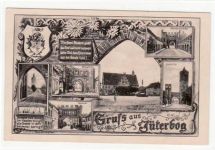 Gruß aus Jüterbog. Wappen, Dammtor, Neumarkt-Tor, Marktplatz Rathaus Denkmal, Dammtor von Innen Zinnaer-Tor. Postalisch nicht befördert. Top Erhaltung.