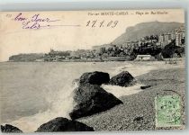 Monte Carlo 1909 Foto AK Strand Plage des Bas Moulins Briefmarke Bildseite