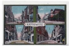 Kattowitz / Katowice, 4 Abbildungen mit Grundmannstraße, Direktionsstraße u. Querstraße. Feldpost, Stempel von 1918. Ecken mit Albumabdrücken, leichte Abschürfungen, sonst gut erhalten