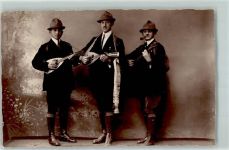 Wandervögel mit Lauten Rucksack Atelierfoto Naturfreunde 1925 Privatfoto AK