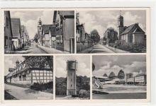 Walldorf in Hessen mit Kirche, Mönchbruch, Flughafen Frankfurt Rhein Main und Wasserturm gelaufen, 1961 kleiner Knick unten links, sonst gut erhalten