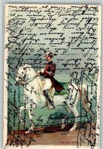 sign. Junker Reiter auf einem Lipizzaner Adelskorrespondenz Spanische Reitschule 1899 Lithographie / Künstlerkarte