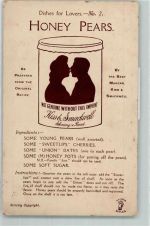 Honey Pears Kiss & Smackwell Küsse AK Lebensmittel 1907 Gebrauchsspuren