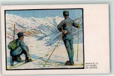 Nr. 145 sign. Fr. Osswald Ski im Gebirge Teubner Künstlerkarte