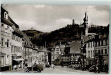 69469 W6940 Weinheim , Bergstr Foto AK Marktplatz Autos Kirche Turm Gasthaus zur Pfalz Cafe Heck zur Sonne