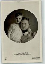 Mit seinem ältesten Sohne NPG 4020 AK Adel Kronprinz Wilhelm 1912 Foto AK