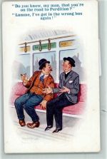 Karikatur in der Bahn AK McGill, D. Künstlerkarte