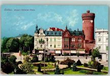 03042 O7500 Cottbus 1913 - Kaiser Wilhelm Platz Spremberger Turm Litfaßsäule Straßenbahn
