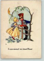 sign. LL Es war einmal ein treuer Husar AK Kinderpoesie Gebrauchsspuren