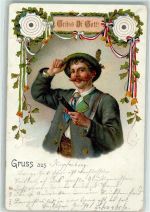 Gruss aus Schießscheiben Schütze AK Schützen 1902 Lithographie