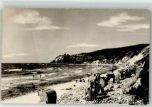 18565 O2359 Insel Hiddensee - Strand Strandkörbe Felsküste