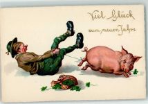 Neujahr Humor AK Schwein