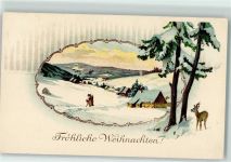 Winterlandschaft Rehbock AK Weihnachtsmann 1930