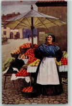 Marktszene Reifes Obst sign. Kroj Beruf
