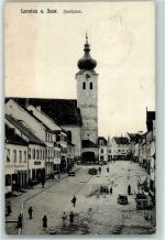 94405 W8380 Landau a d Isar - Stadtplatz Kirche Uhr Geschäfte