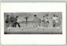 84186 W8311 Vilsheim 1916 - Wandbild Schiessvorschule Obergundihausen Tanz Spiel Tracht Kegeln Akkordion Gitarre Pfeife