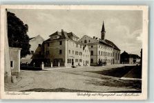 94405 W8380 Landau a d Isar - Spitalplatz Bürgerspital Spitalkirche Ware Geschäft Turm