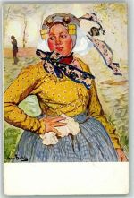 Serie 1/5 Prof. Bartels : im Sonntagsstaat Tracht AK Verlag Jugend 1916 Gebrauchsspuren
